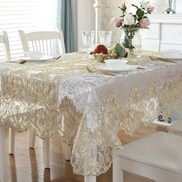 Table Cloth Gold Velvet Silver Europe Luxury Embroidered Table Dining Table Cover Rectangle TableCloths Lace Cabinet Dust Cover 240220