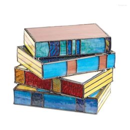 Party Decoration ContemporaryStained Glass Stacked Books Lamp Illumination For Your Space