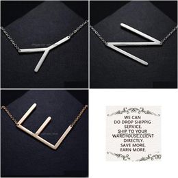 Pendant Necklaces 18K Real Gold Plated 316L Stainless Steel 26 English Alphabet Chain Necklace Personalised Jewellery Gifts For Girls Dhmtn