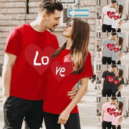 Women's T Shirts Matching For Couples Love Printed Short Sleeved Blouse Womens V Neck Shirt Women Summer