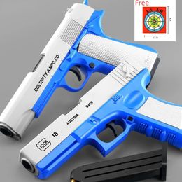 Glock Pistol Soft Bullet Toy Guns M1911 Shell Ejected Foam Darts Manual Airsoft Weapon Gun With Silencer for Kids Adults 240220