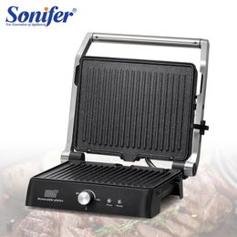 BBQ Electric Contact Grill Waffle Maker Griddle And Panini Press Kitchen Barbecue Smokeless Baking Sonifer 240223