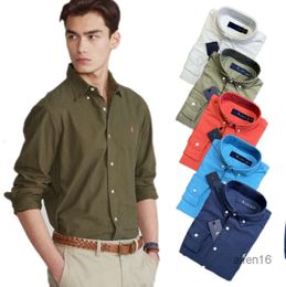 mens Shirts Top small horse quality Embroidery blouse Long Sleeve Solid Colour Slim Fit Casual Business clothing Long-sleeved quick-dry