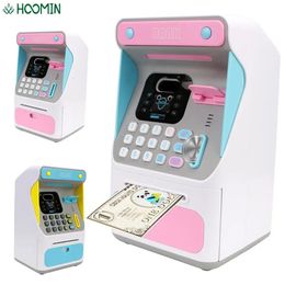 Money Boxes ATM Machine Cash Box Gift For Kids Electronic Piggy Bank Simulated Face Recognition Auto Scroll Paper Banknote 240222