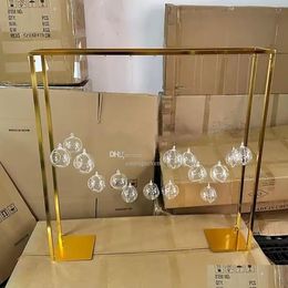 Party Decoration Wedding Long Table Centerpiece Stand Acrylic Ball Hanging Gold Metal Flower Vase For Party Chandelier Floor Standing Dhqac