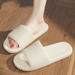 Fashion Striped Slippers Soft EVA Rubber Pure Colours Sandals Womens Summer Shoes white new