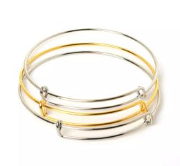 Wholesale- Hot Selling Gold/Rhodium Pted Adjustable Expandable Iron Bangle Bracelet Fashion Bracelets for Women Jewelry4822967