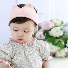 Hair Accessories Baby Crown Born Pography Props Knit Solid Colour Beanie Headband Soft Infant Band Girl Boy Toddler Birthday Gift 2024