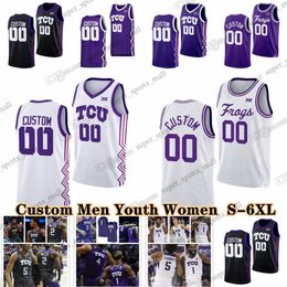 NCAA Custom S-6XL TCU Horned Frogs College Basketball 2 Emanuel Miller Jerseys 3 Avery Anderson III Jameer Nelson Jr. Micah Peavy Trevian Tennyson JaKobe Coles Cork