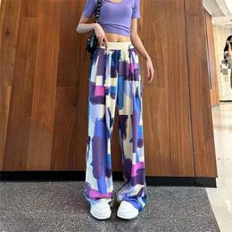 Women's Pants 2024 Arrival Summer Women Korean Style Fashion Ankle-length Casual Loose Elastic Waist Acrylic Straight V639