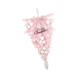 Decorative Flowers 57cm Pink Christmas Upside Down Tree Decoration Ornament Hanging Wreath For Xmas Party Supplies Versatile Durable