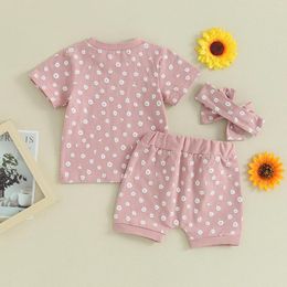 Clothing Sets Baby Girl Clothes Infant Summer Outfits Short Sleeve Floral Print T-shirt Top Shorts Set