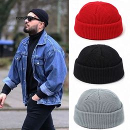 2024 New Knitted for Women Skullcap Men Beanie Hat Winter Retro Brimless Baggy Melon Cap Cuff Docker Fisherman Beanies Hats