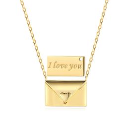 Personalised Engraved Couple Love Letter Envelope Pendant Locket Necklace Fine Jewellery Necklaces For Women