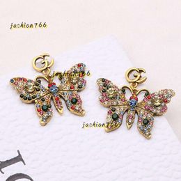 Brand Earrings Designers Letter Ear Stud Gold Plated Crystal Butterfly Earring for Women Wedding Party Jewerlry Accessories 2024