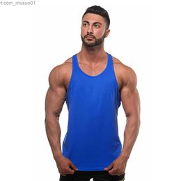 Men's Tank Tops Cotton Vest Mens Bodybuilding Gym Fitness Tank Tops Sleeveless O Neck Singlet Quick Dry Sport Running Workout Muscle UndershirtL2402