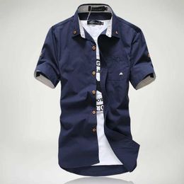 Men's Casual Shirts 2023 Summer Mens Pure Cotton Embroidered Casual Solid Shirts Mens Short Sleeve Dress Shirt Men Plus Size 5XL 4XLL2404