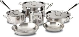 Cookware Sets All-Clad D3 3-Ply Stainless Steel Set 10 Piece Induction Oven Broiler Safe 600F Pots And Pans Silver