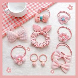 Hair Accessories 10pcs/set Girl Sweet Bow Elastic Bands Rope Headwear Headdress For Children Tie Little Girls Set