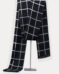 Whole ZFQHJJ Mens Plaid Winter Cashmere Scarf Wool British Style Plaid Warm Black and White Plaid Scarves Male muffler Men03909358