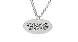 12pcslot MAMA BEAR Engraved Disc Pendant Charms Necklace arrow love necklace Mother Day Gift Jewelry1052022