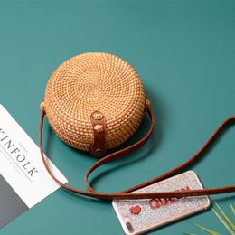 Realer round straw bags for women 2020 summer woven beach bag handmade rattan and bamboo bag crossbody shoulder bag for ladies2205