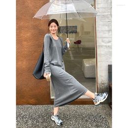 Skirts Women Spring Autumn Two Piece Serts Top Hooded Dress Loose Soft Fashion Outdoor Zip All-match