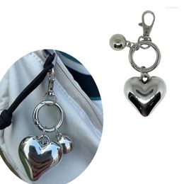 Keychains Niche Heart Keychain Bag Charm Alloy Keyring Jewellery With Big/Small Balls