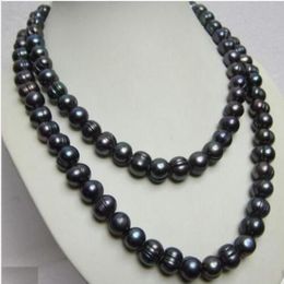 36 INCH RARE TAHITIAN 11-13MM SOUTH SEA BLACK PEARL NECKLACE 14K GOLD CLASP223k