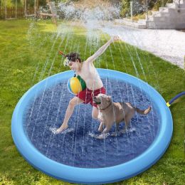 Pens 100/150/170cm Dog Toys Summer Splash Sprinkler Pad Pet and Children Swimming Pool Interactive for Pet Dog Outdoor Play Water Mat