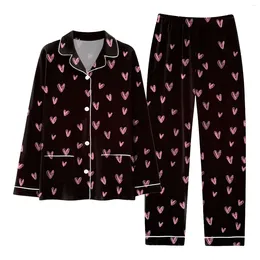 Women's Sleepwear Women Pajamas Classic Print Home Clothing Button Down Shirts Long Pajama Pants Set With Pockets Spring Autumn Nightwears