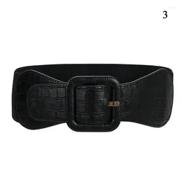 Belts PU Leather Wide Elastic Belt Fashion Simple Waist Corset Solid Colour Stretch Cinch Cummerbands Metal Buckle Female