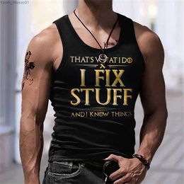 Men's Tank Tops Mens Tank Top Sleeveless T-Shirt Pattern Letter Round Neck Clothing 3D Printing Daily Sports Fitness Summer Fashion Muscle TopL2402