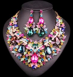 whole Beautiful Leaf Jewellery Bridal Jewelry Sets Rhinestone Party Wedding Prom Costume Accessories Necklace Earring Set Wome4028577