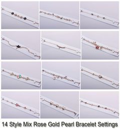 14 Styles Pearl Bracelet Settings Zircon Rose Gold Bracelets For Women Settings Mounting Bracelet Blank DIY Jewellery DIY Gift9629784