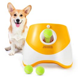 Rechargable Dog Tennis er Automatic Pet Dogs Toy Mini Tennis Throwing Pinball Machine Fun Interactive Throw Device 240219