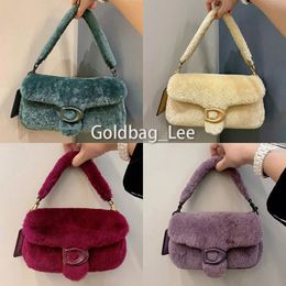 tote bags handbag crossbody shoulder women wallets Wool skin sherpa Fluffy wool Corduroy Purple cream Cross body designer bag mini211T