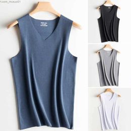 Men's Tank Tops Mens Underwear Winter Mens Sleeveless Thermal Underwear Plus Velvet Padded V-neck T-shirt Slim Bottoming Shirt Thermo WarmerL2402