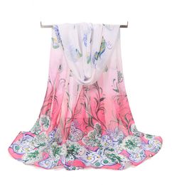 new spring and autumn winter women Flower Print silk chiffon georgette soft oblong scarves women039s beach scarves shawl Cachec4709049