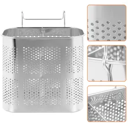 Kitchen Storage Stainless Steel Chopsticks Holder Wall Basket Clothes Drying Rack Drain Bucket Square