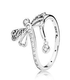 Original 925 Sterling Silver Ring Delicate Dreamy Dragonfly Ring For Women Wedding Engagement Party Gift Fashion Jewelry8161995