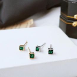 Dangle Earrings 925 Silver Needle Plated 14K Real Gold Sugar Cube Crystal Mini Simple And Versatile To Sleep Without Removing