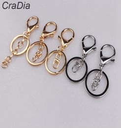 100pcs set 30mm 12designs Key Chains Key Rings Round golden silver Colour Lobster Clasp Keychain T2008048407163