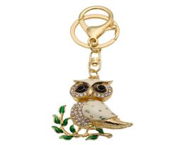 Cute Owl Sparkling Bag Charm Bling Bling Keychain Crystal Rhinestone Pendant Gift for Girls Key Charms1757325