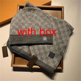 Scarves Sets Women mens knitted Scarf and Hat Set Winter Warm Hats scarves Beanie Hat for men With BOX2986