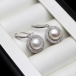 Real White Natural Freshwater Pearl Earrings For Women925 Sterling Silver Earrings Girl Birthday Gift 240220