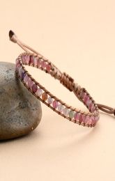 in stock Cute Stone Wrap Bracelets for Women Pink Tourmaline Cord Vegan Bracelet Bangle 4mm Beads Bracelet Christmas Jewellery Gifts3085937