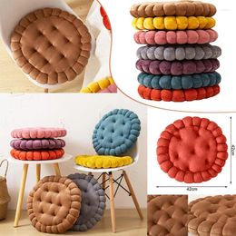 Pillow Biscuit Shape Plush Round Thickened High Elasticity Comfortable Soft Cookies Chair Mat Pad For Sofa Home