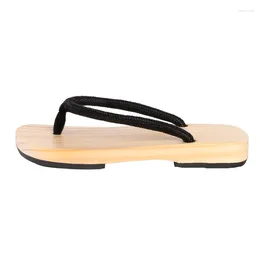 Slippers Women's Double Heel Charcoal Color Wood Sandals Classic Japan Geta Cosplay Shoes Summer Casual Mid Flip Flops