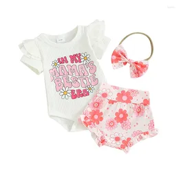 Clothing Sets Born Baby Girl Summer Clothes Auntie S Ie Short Sleeve Romper Daisy Shorts Set Floral Outfit